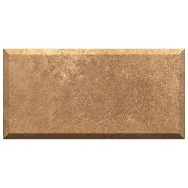 Beveled-edge brown tile from Noce Travertine 3X6 Deep-Beveled Honed collection