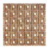 Geometric patterned tile mosaic in Noce Travertine with Ivory dots tumbled finish