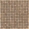 Square mosaic tile sheet of Noce Brown Travertine 5/8X5/8 Tumbled design