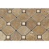 Noce Brown Travertine Octagon Mosaic with Ivory Dots Tile Design for Elegant Spaces