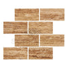 Noce Exotic 12X24 Vein-Cut Travertine Unfilled and Brushed tile arrangement display