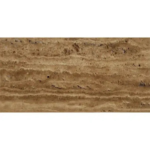 Brown travertine tile Noce Exotic 12X24 vein-cut unfilled and brushed surface