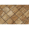 Tumbled travertine mosaic tile in Noce Exotic 2X2 Mosaic Vein-Cut design