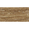 Noce Exotic 3X6 Vein-Cut Travertine Tile with Horizontal Striations and Brushed Finish