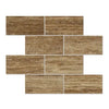 Noce Exotic 3X6 Vein-Cut Travertine Unfilled and Polished Brick Wall Tiles