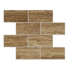 Noce Exotic 3X6 Vein-Cut Travertine Unfilled and Polished Tile Wall Display