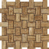 Woven travertine tile pattern in Noce Exotic Basketweave with Dots Mosaic