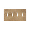 Noce Travertine 4 Gang Toggle Switch Wall Plate with elegant natural stone design