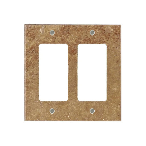 Brown marble Noce Travertine double rocker switch wall plate for elegant decor