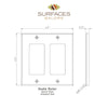 Diagram of Noce Travertine Double Rocker Switch Wall Plate design and specifications