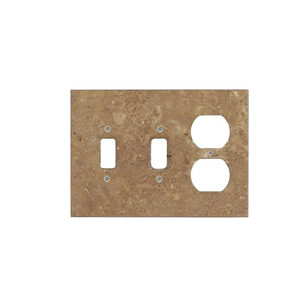 Noce Travertine Double Toggle Duplex Switch Wall Plate cover for elegant decor