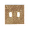 Tumbled stone Noce Travertine double toggle plate switch wall plate