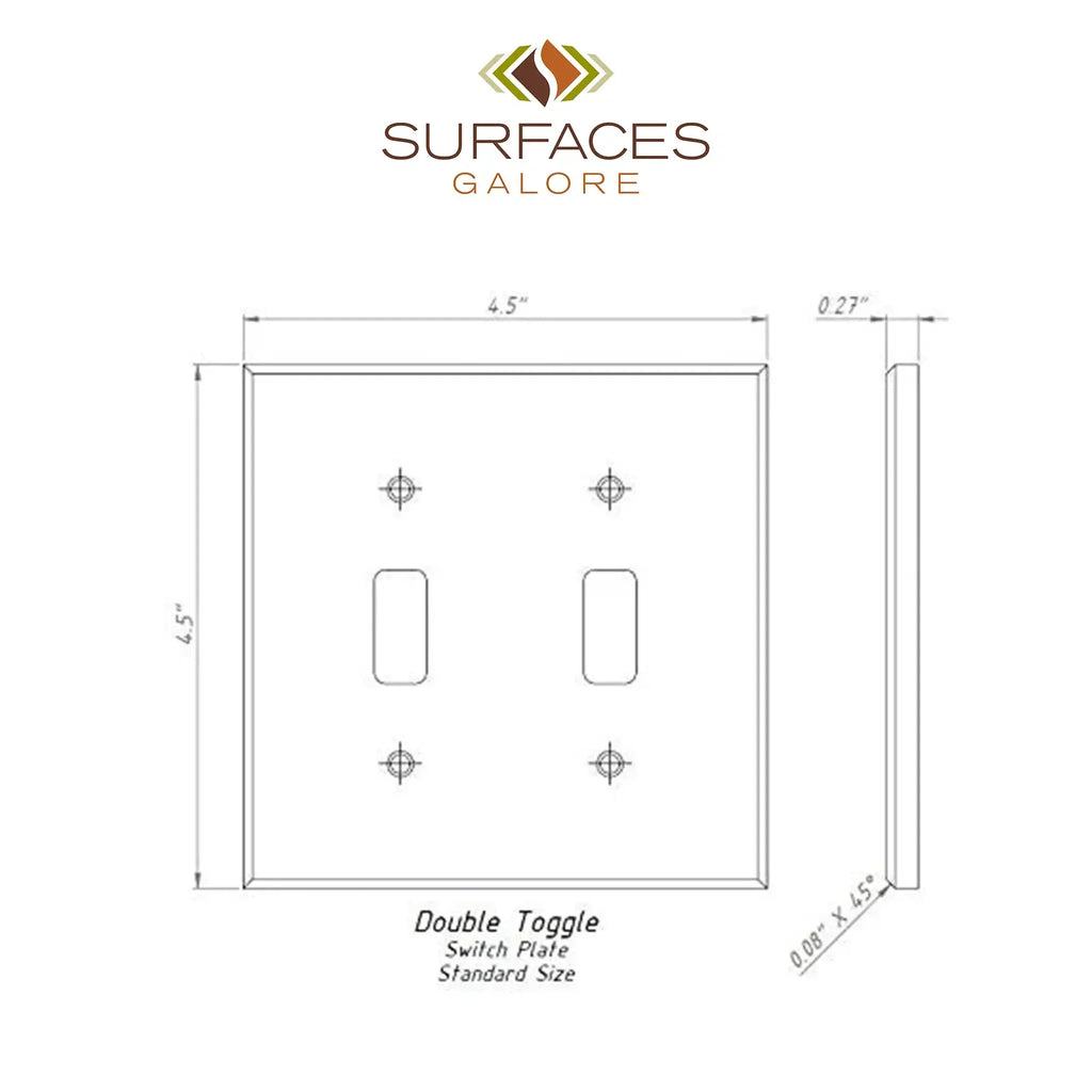 Diagram of Noce Travertine Double Toggle Switch Plate for wall installation