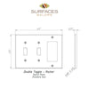 Double toggle-rocker switch plate diagram for Noce Travertine wall plate