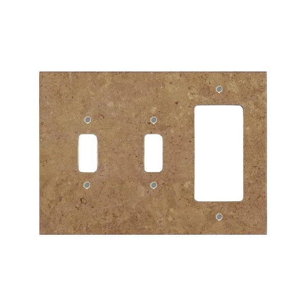 Brown Marble Light Switch Plate for Noce Travertine Double Toggle Rocker Wall Plate