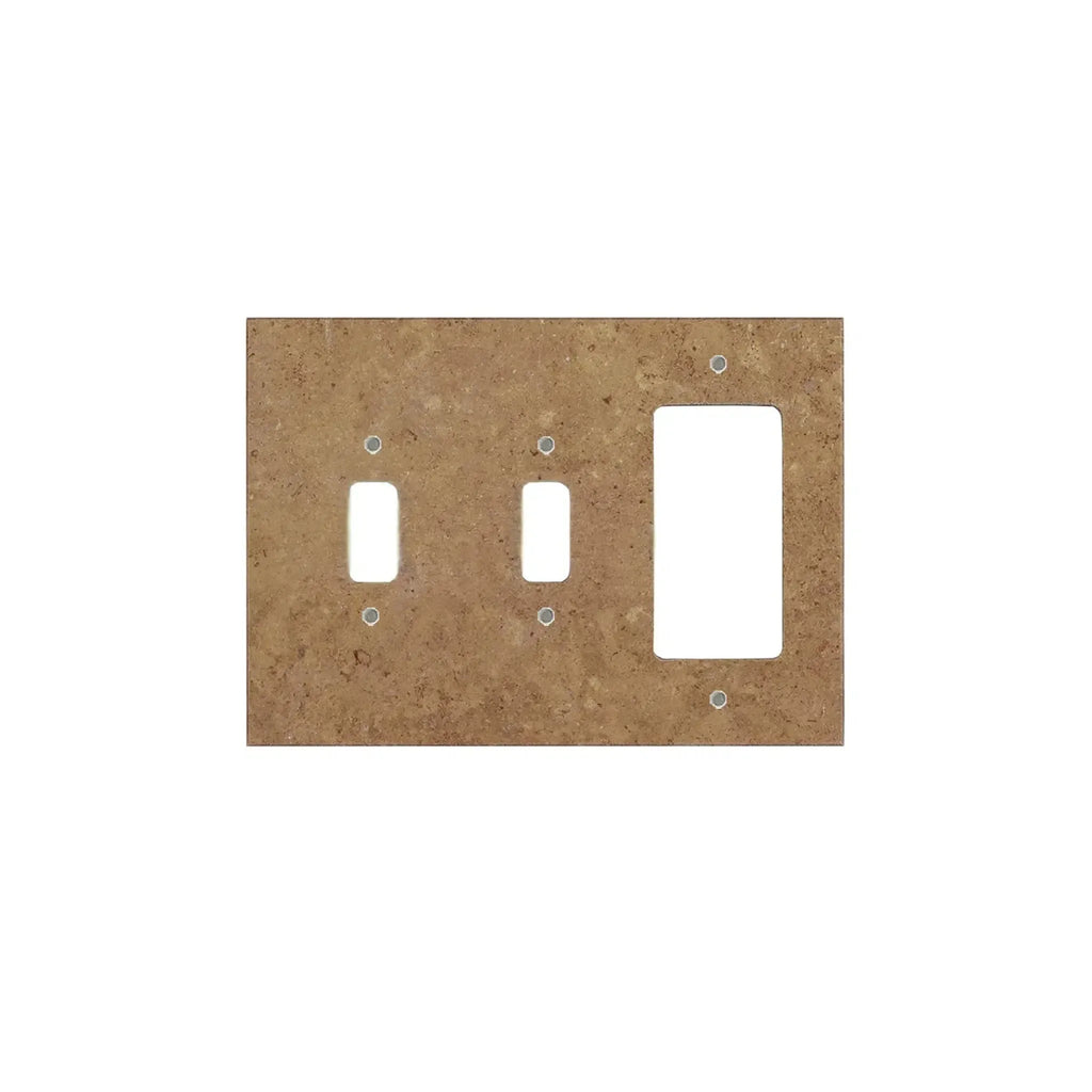 Tan stone triple switch plate for Noce Travertine Single Duplex Switch Wall Plate