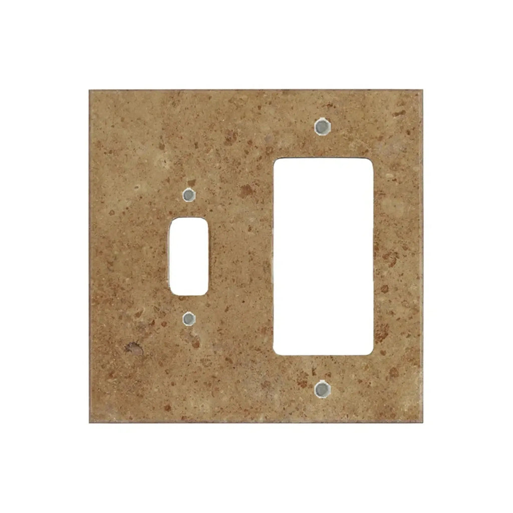 Tan stone switch plate for Noce Travertine Toggle-Rocker Switch Wall Plate