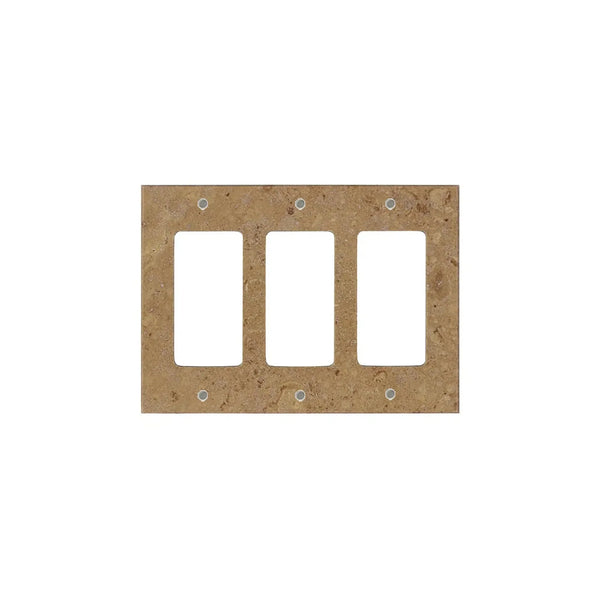 Noce Travertine Triple Rocker Switch Wall Plate for elegant home lighting control