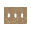 Tan stone Noce Travertine triple toggle light switch plate for elegant wall decor