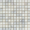 Square white marble mosaic tile in Oriental White / Asian Statuary design