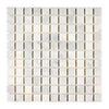 Square white marble mosaic tile sheet from Oriental White Asian Statuary collection