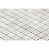 White diamond mosaic tiles in Oriental White Asian Statuary marble, polished or honed finish