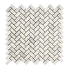 White herringbone mosaic tile in Oriental White Asian Statuary marble design