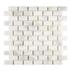 White marble brick mosaic tile in Oriental White Asian Statuary polished or honed finish