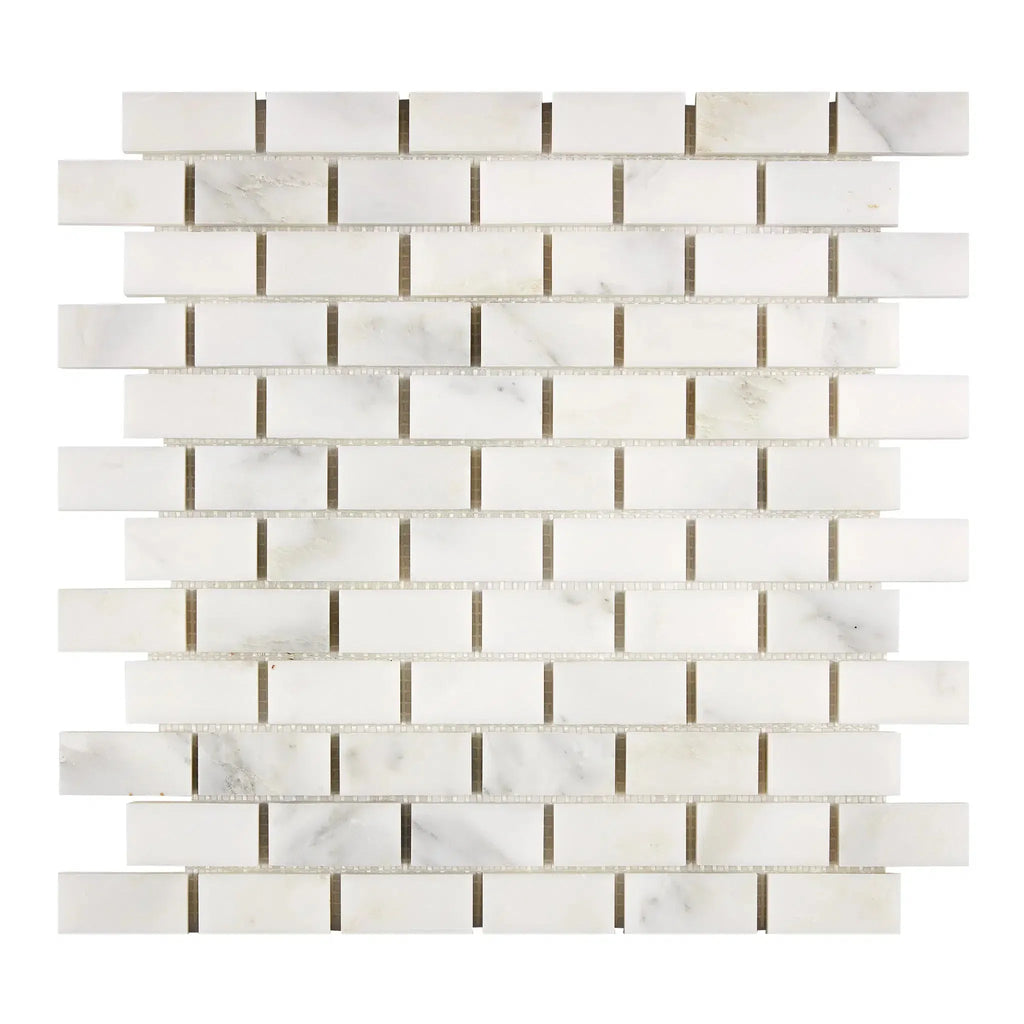 White marble brick mosaic tile from Oriental White Asian Statuary collection