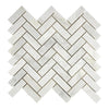 White marble herringbone tile from Oriental White Asian Statuary mosaic collection