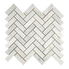 White marble herringbone tile from Oriental White Asian Statuary collection, polished finish