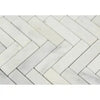 White herringbone tile pattern from Oriental White Asian Statuary marble mosaic