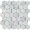 White marble hexagon tile mosaic in Oriental White Asian Statuary polished finish