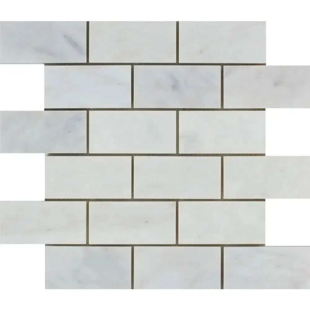 White marble brick mosaic tile from Oriental White Asian Statuary collection