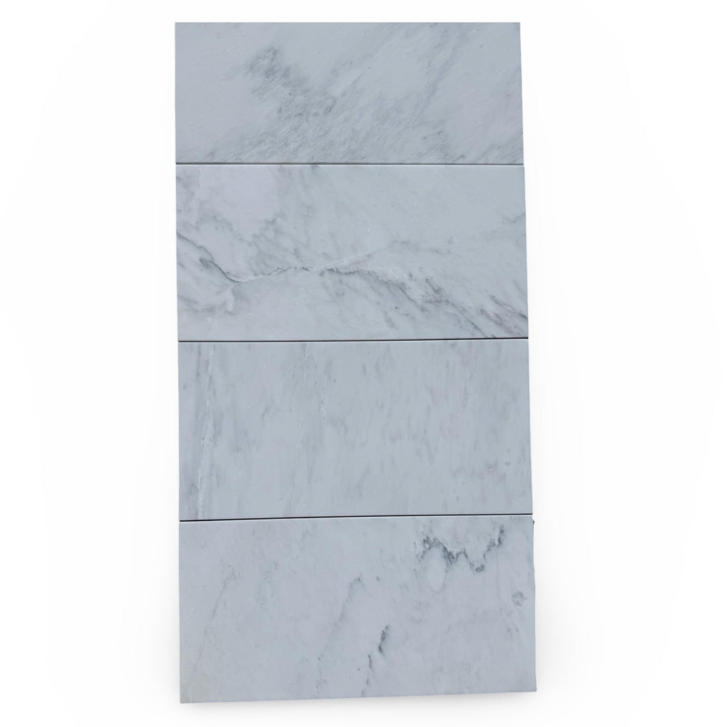 Stacked Oriental White Asian Statuary marble tiles in polished finish for elegant design