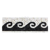 Black and white mosaic wave border in Oriental White Asian Statuary tile design