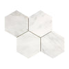 Oriental White Asian Statuary 6 Inch Hexagon Marble Mosaic Tiles in Polished Finish