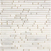 White marble mosaic tile featuring Oriental White and Asian Statuary Bamboo Sticks design