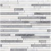 Horizontal gray and white stone tile pattern in Oriental White marble mosaic