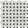 Woven white and black tile pattern in Oriental White Asian Statuary Basketweave Mosaic