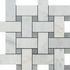 Basketweave marble tile pattern in Oriental White and Blue-gray stone mosaic