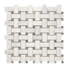 Woven white and gray mosaic tile in Oriental White and Asian Statuary design