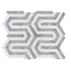 Geometric marble tile pattern in Oriental White and Asian Statuary Berlinetta design