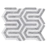 Geometric marble tile pattern in Oriental White/Asian Statuary Berlinetta design