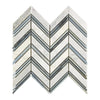 Chevron patterned mosaic tile in Oriental White and Blue-Gray Marble, polished or honed