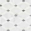 Diamond-patterned marble tile from Oriental White Asian Statuary Lattice Collection