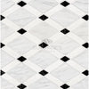 Black and white diamond tile pattern in Oriental White/Asian Statuary Lattice Marble Mosaic