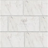 Marble-patterned rectangular tiles in Oriental White Asian Statuary style 12x24 size