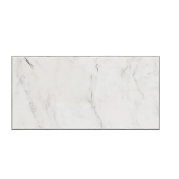 Rectangular polished Oriental White Asian Statuary Marble surface in a marble pattern