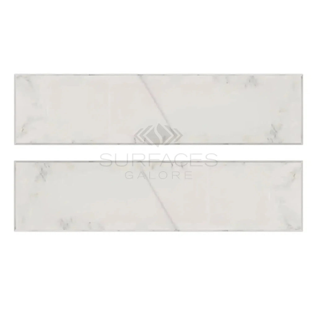 Two rectangular marble tiles of Oriental White Asian Statuary Marble 2X8